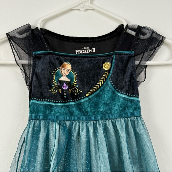 Disney Frozen II Anna Dress Toddler Girls 4T Teal Princess Costume Excellent - Picture 4 of 8